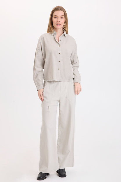 Wearables Riven Twill Wide-Leg Pant Whitecap Pigment - XCVI