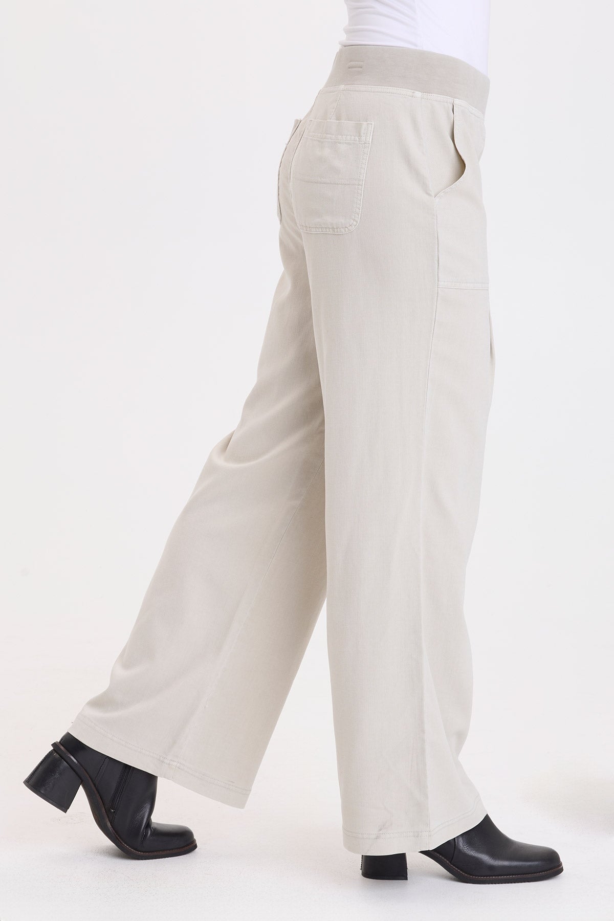 Wearables Riven Twill Wide-Leg Pant Whitecap Pigment - XCVI