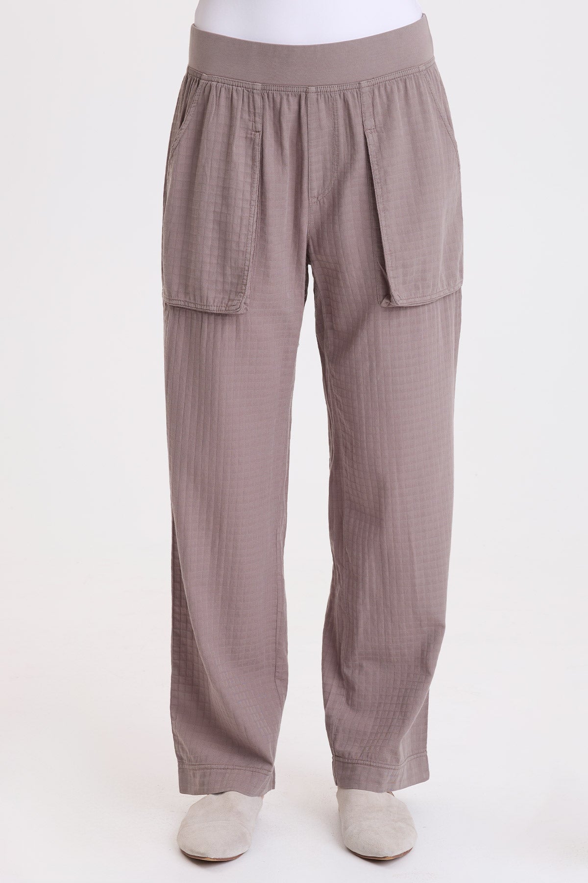 Wearables Robbie Basket-Weave Textured Relaxed Pant Poppy Seed - XCVI