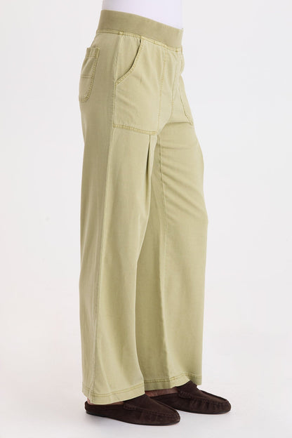 Wearables Riven Twill Wide-Leg Pant Artichoke Pigment - XCVI
