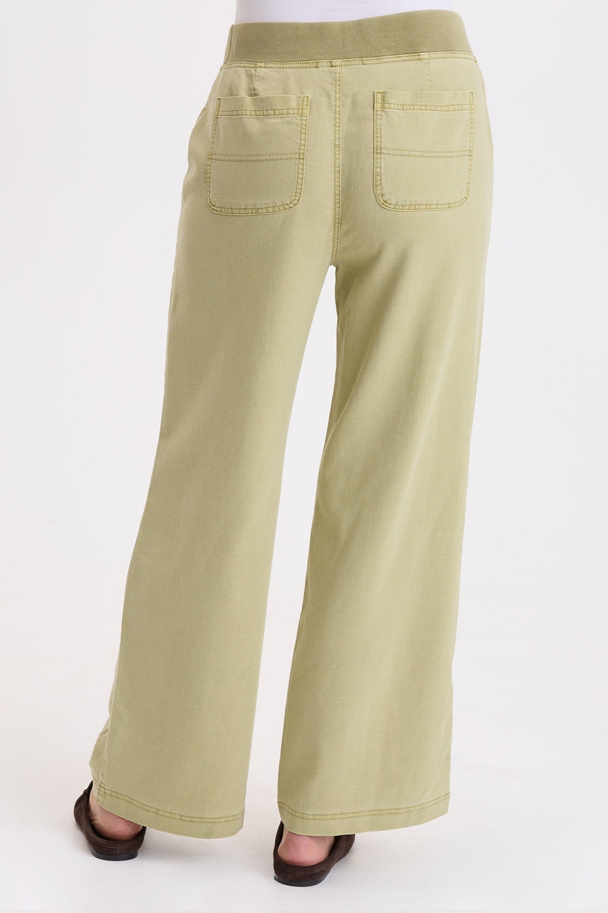 Wearables Riven Twill Wide-Leg Pant Artichoke Pigment - XCVI