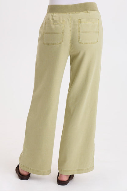 Wearables Riven Twill Wide-Leg Pant Artichoke Pigment - XCVI