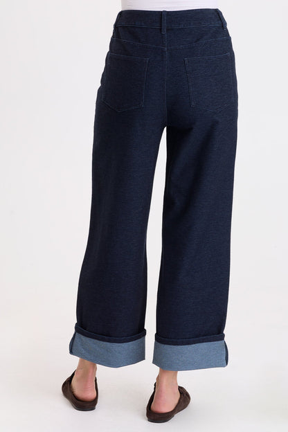 Wearables Livia Indigo Twill Cuffed Pant Stygian Wash - XCVI