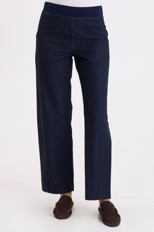 Wearables Damon Subtle Barrel Leg Indigo Twill Pull-On Pant Stygian Wash - XCVI