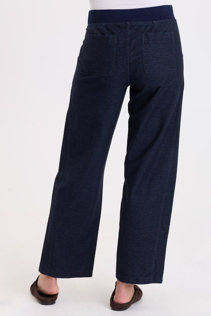 Wearables Damon Subtle Barrel Leg Indigo Twill Pull-On Pant Stygian Wash - XCVI