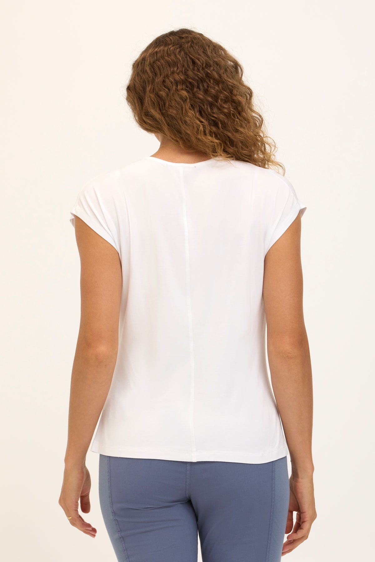Wearables Core Arwen Soft Jersey Mock Neck Cap Sleeve Top White - XCVI