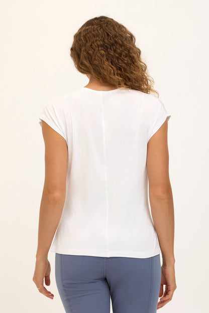 Wearables Core Arwen Soft Jersey Mock Neck Cap Sleeve Top White - XCVI