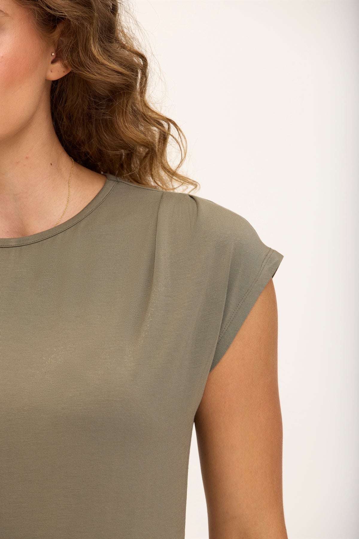 Wearables Core Arwen Soft Jersey Mock Neck Cap Sleeve Top Hillside - XCVI