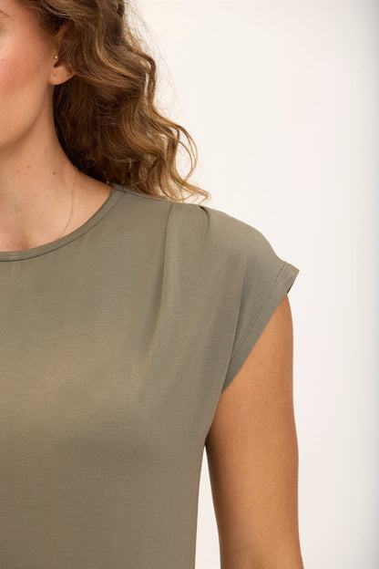 Wearables Core Arwen Soft Jersey Mock Neck Cap Sleeve Top Hillside - XCVI