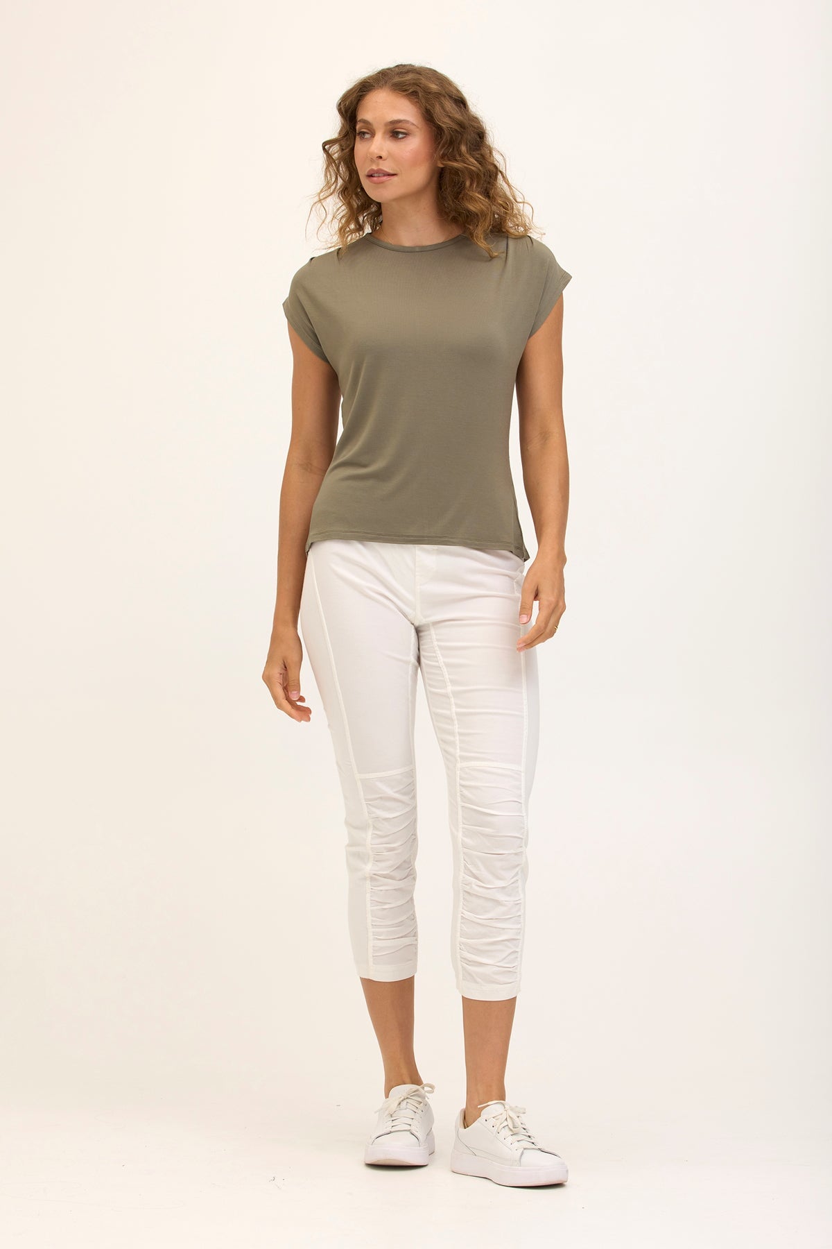 Wearables Core Arwen Soft Jersey Mock Neck Cap Sleeve Top Hillside - XCVI