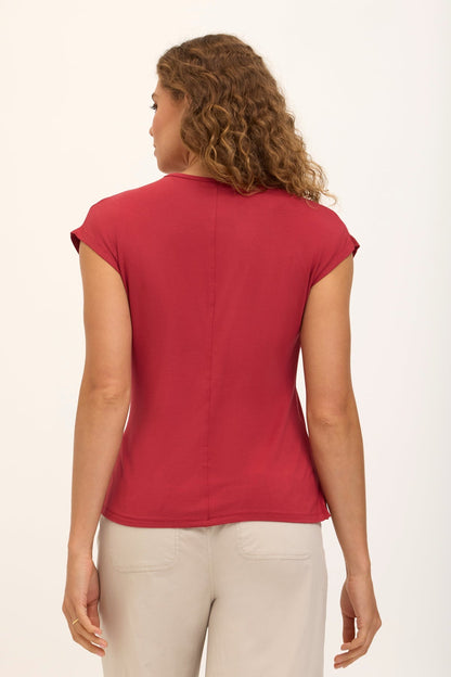 Wearables Core Arwen Soft Jersey Mock Neck Cap Sleeve Top Crimson - XCVI