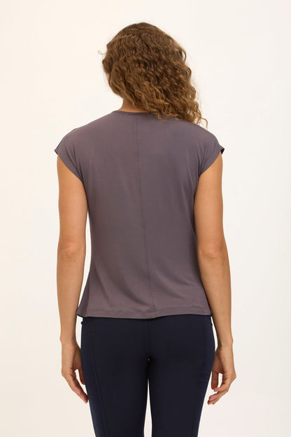 Wearables Core Arwen Soft Jersey Mock Neck Cap Sleeve Top Charcoal - XCVI
