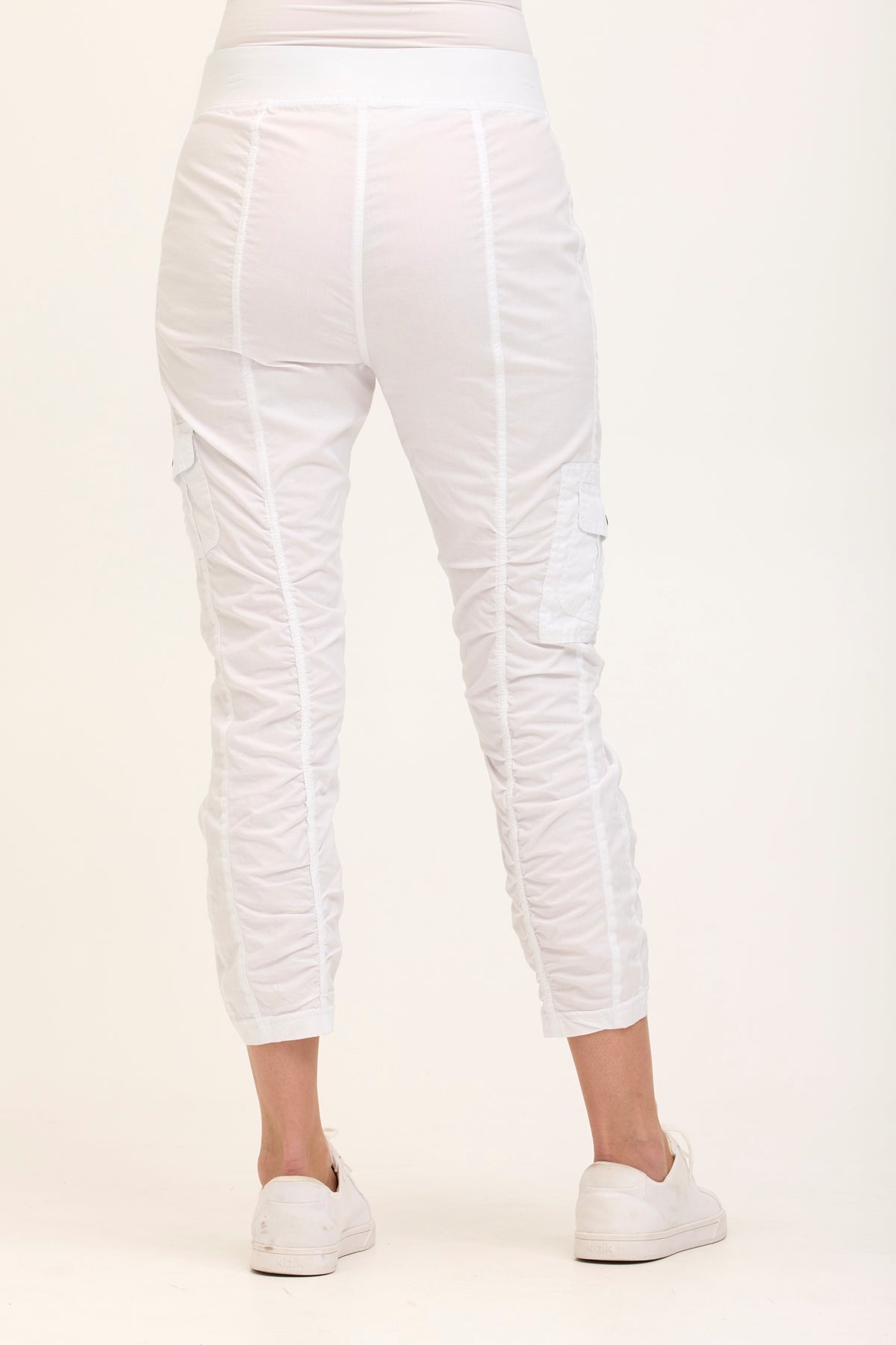 Wearables Tilton Stretch Poplin Ruched Crop Skinny Pant White - XCVI