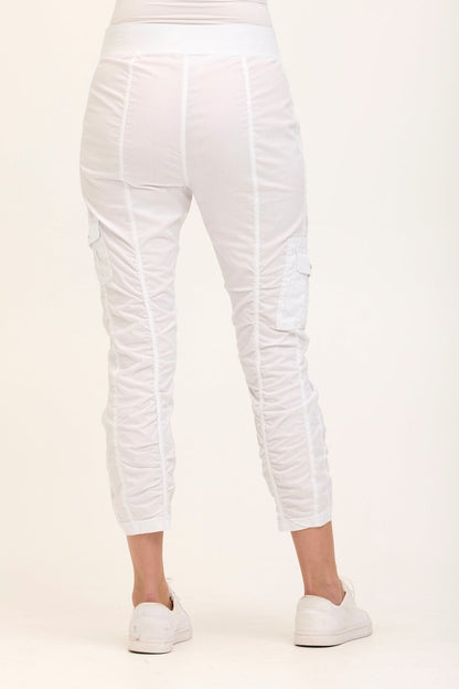 Wearables Tilton Stretch Poplin Ruched Crop Skinny Pant White - XCVI