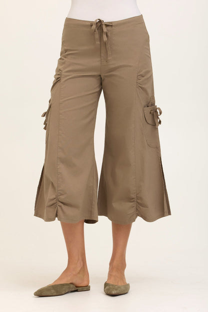 Wearables Core Cargo Gaucho Crop Stretch Poplin Pant Truffle - XCVI