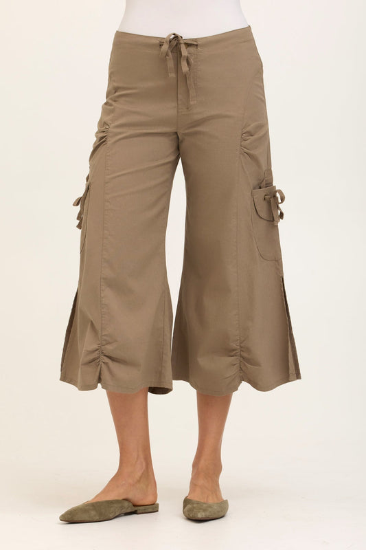 Wearables Core Cargo Gaucho Crop Stretch Poplin Pant Truffle - XCVI