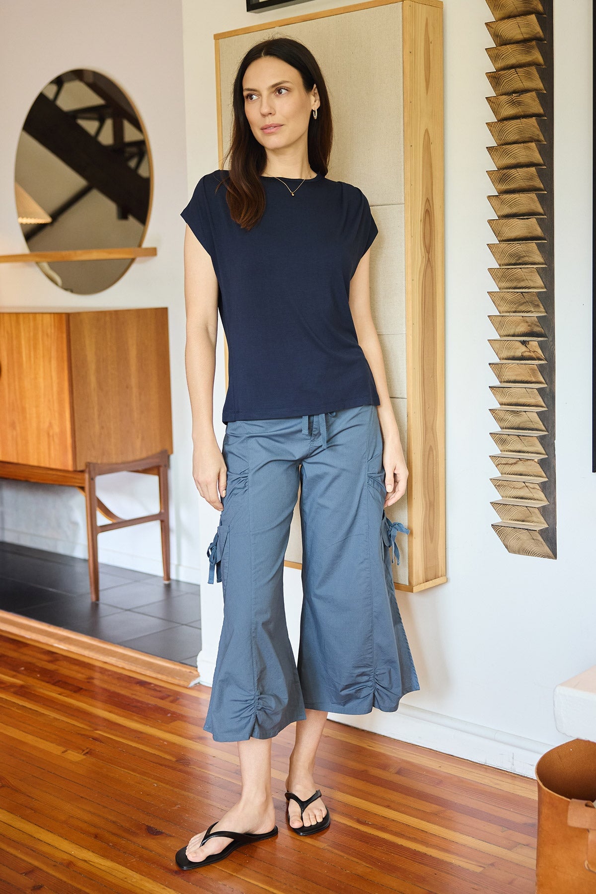 Wearables Core Cargo Gaucho Crop Stretch Poplin Pant Tidal - XCVI