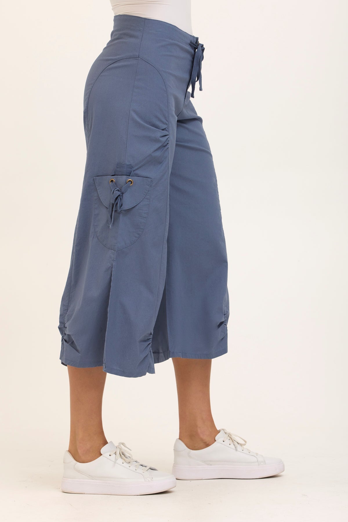Wearables Core Cargo Gaucho Crop Stretch Poplin Pant Tidal - XCVI