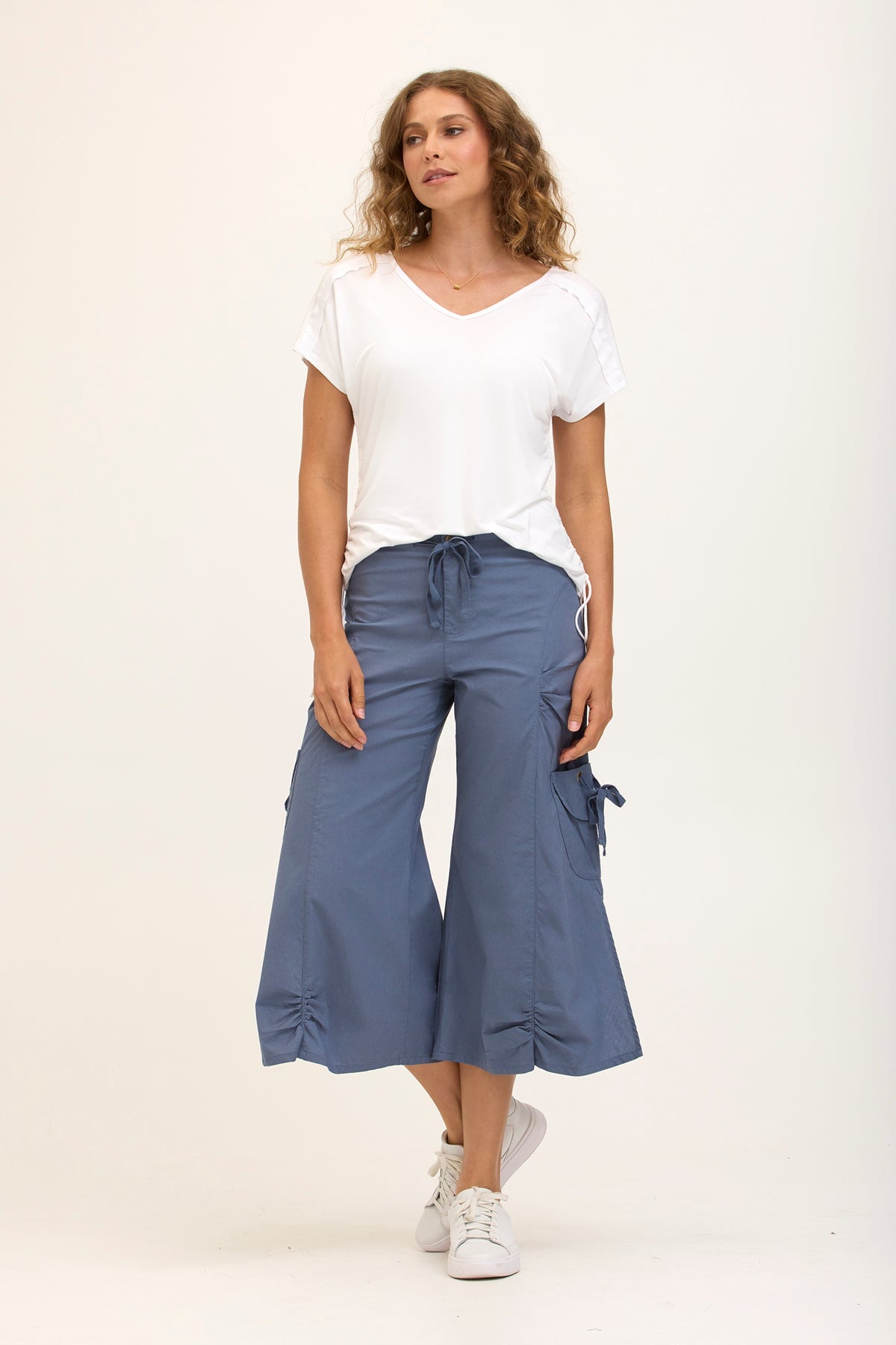 Wearables Core Cargo Gaucho Crop Stretch Poplin Pant Tidal - XCVI
