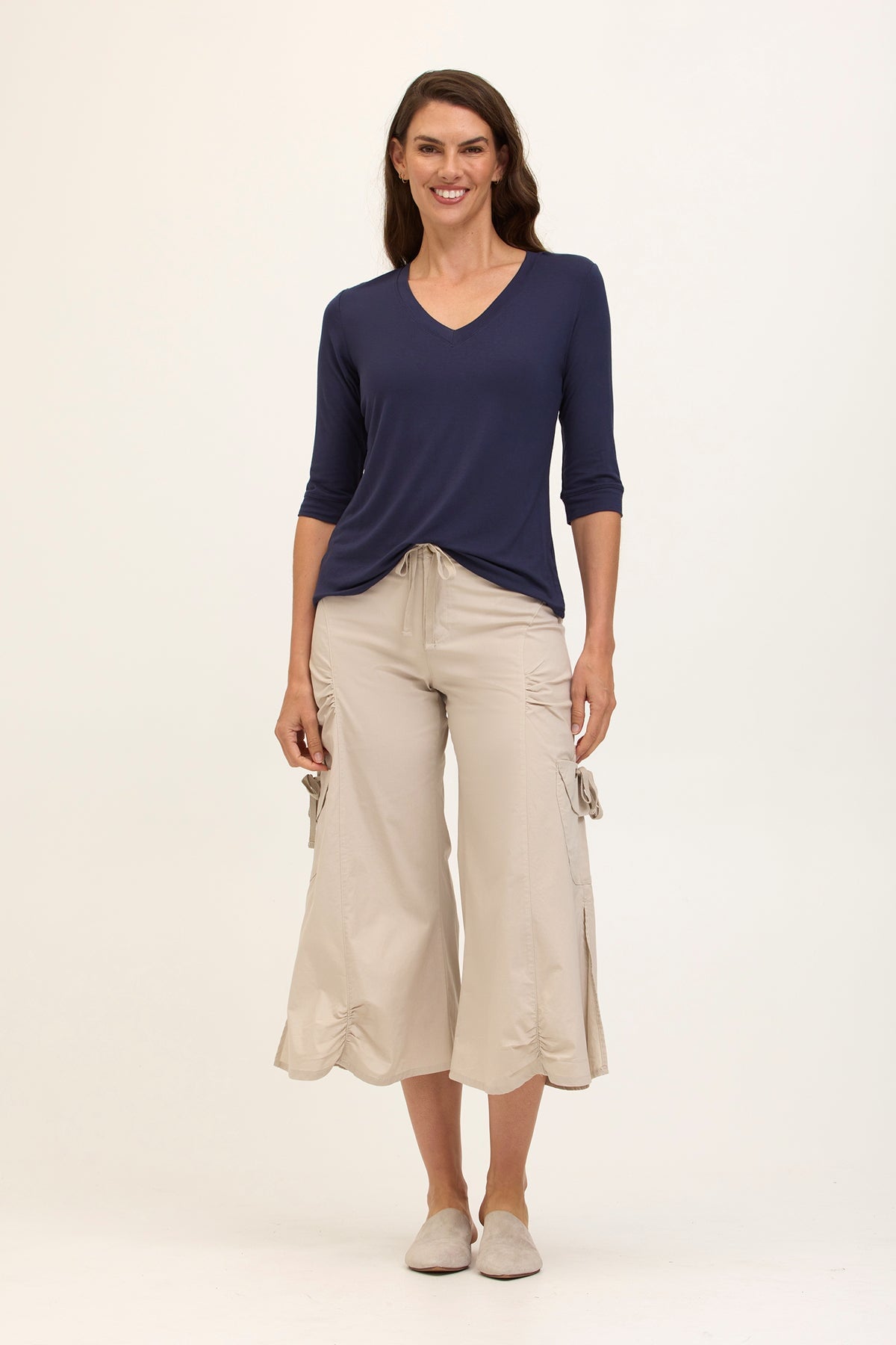 Wearables Core Cargo Gaucho Crop Stretch Poplin Pant Silverstone - XCVI
