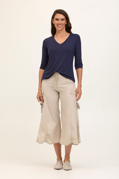 Wearables Core Cargo Gaucho Crop Stretch Poplin Pant Silverstone - XCVI