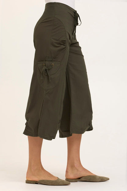 Wearables Core Cargo Gaucho Crop Stretch Poplin Pant Olive - XCVI