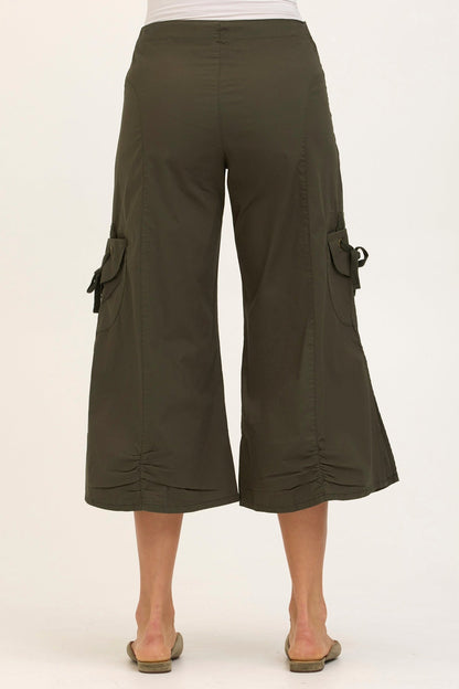 Wearables Core Cargo Gaucho Crop Stretch Poplin Pant Olive - XCVI