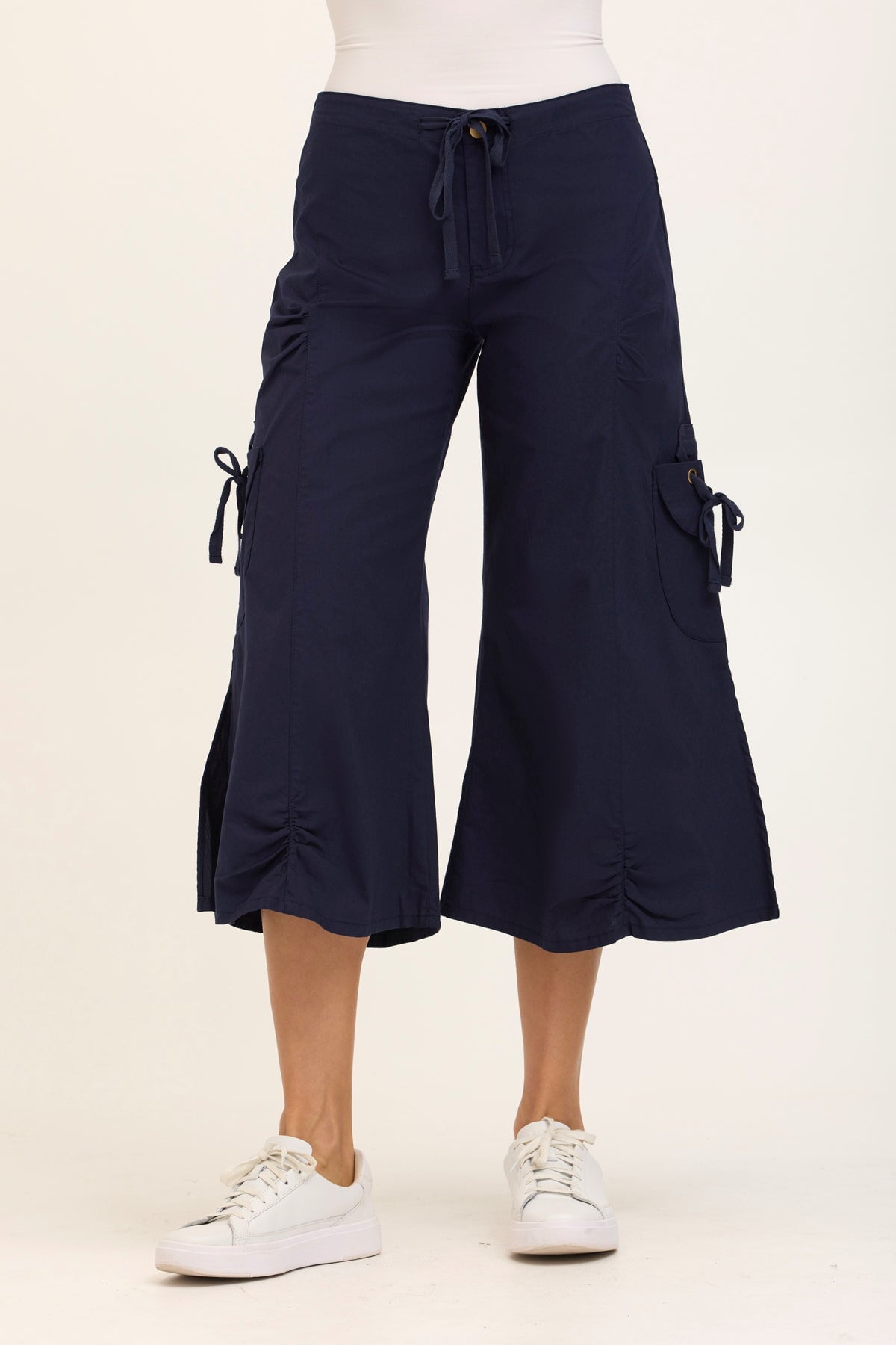 Wearables Core Cargo Gaucho Crop Stretch Poplin Pant Navy - XCVI