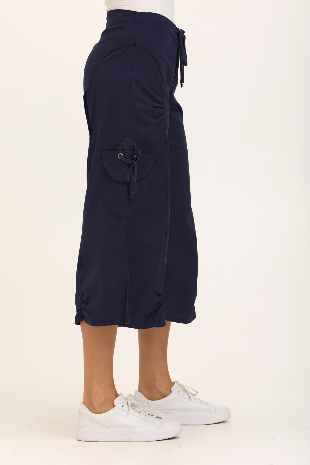 Wearables Core Cargo Gaucho Crop Stretch Poplin Pant Navy - XCVI
