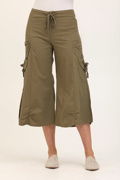 Wearables Core Cargo Gaucho Crop Stretch Poplin Pant Hillside - XCVI