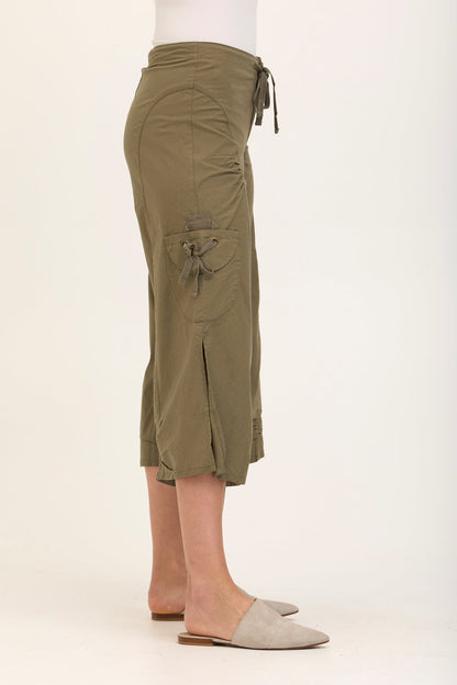 Wearables Core Cargo Gaucho Crop Stretch Poplin Pant Hillside - XCVI