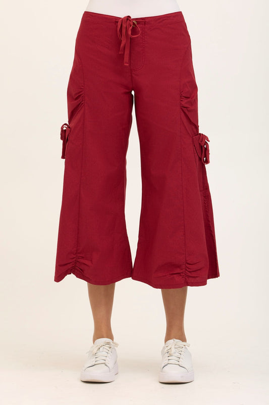 Wearables Core Cargo Gaucho Crop Stretch Poplin Pant Crimson - XCVI