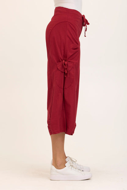 Wearables Core Cargo Gaucho Crop Stretch Poplin Pant Crimson - XCVI