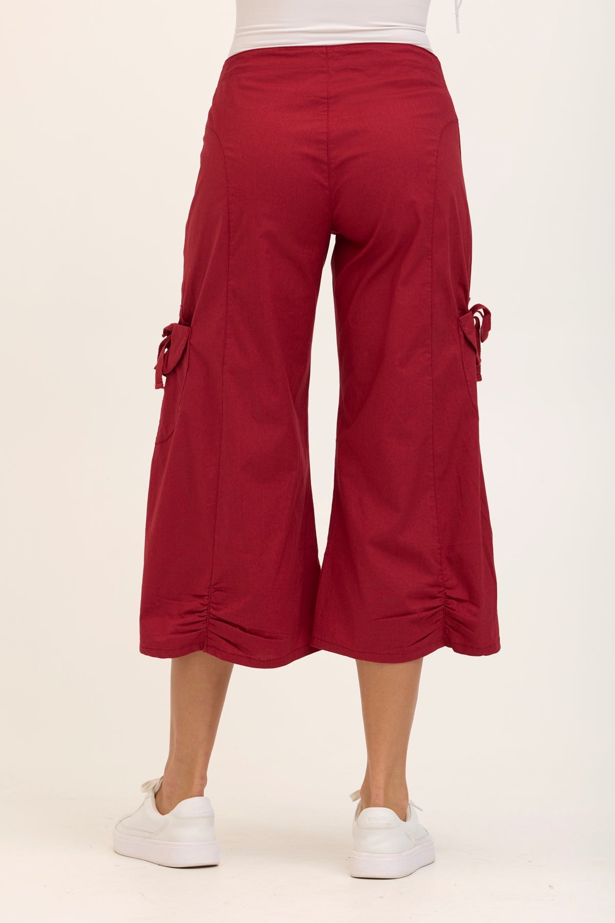 Wearables Core Cargo Gaucho Crop Stretch Poplin Pant Crimson - XCVI