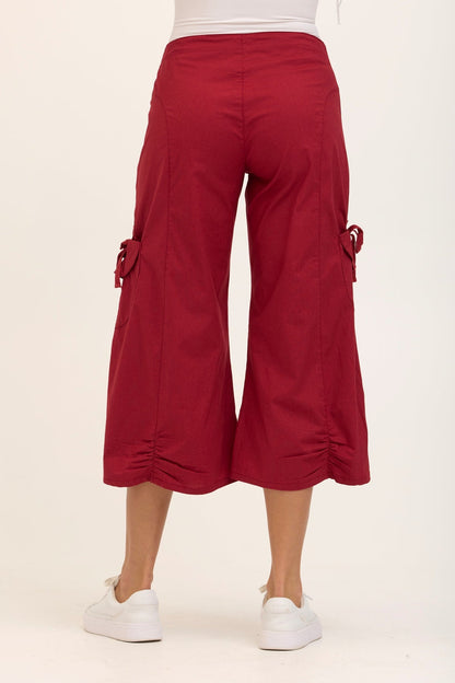 Wearables Core Cargo Gaucho Crop Stretch Poplin Pant Crimson - XCVI