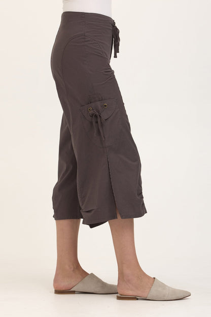 Wearables Core Cargo Gaucho Crop Stretch Poplin Pant Charcoal - XCVI