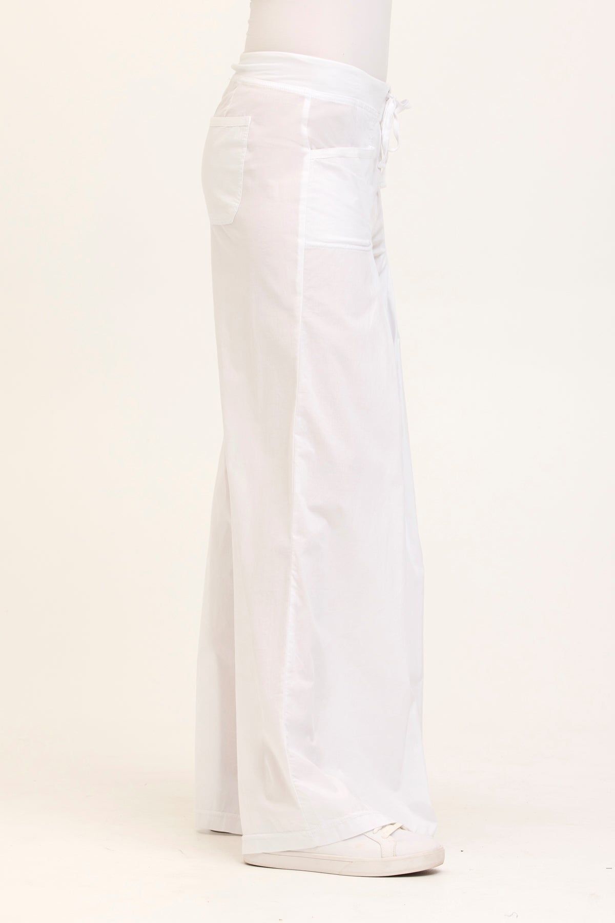 Wearables Core Zorba Stretch Poplin Box-Pleat Wide-Leg Pant White - XCVI