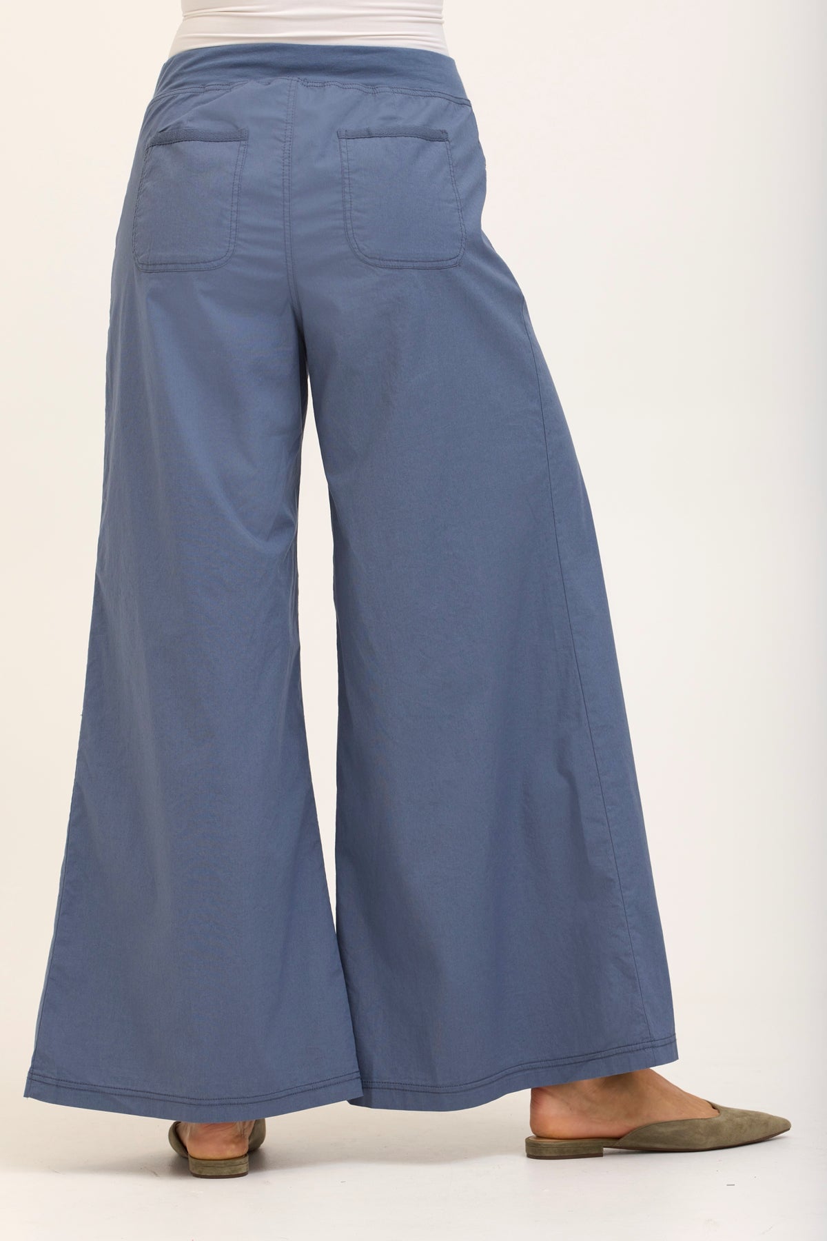 Wearables Core Zorba Stretch Poplin Box-Pleat Wide-Leg Pant Tidal - XCVI