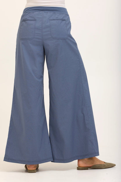 Wearables Core Zorba Stretch Poplin Box-Pleat Wide-Leg Pant Tidal - XCVI