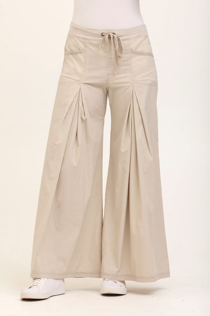 Wearables Core Zorba Stretch Poplin Box-Pleat Wide-Leg Pant Silverstone - XCVI