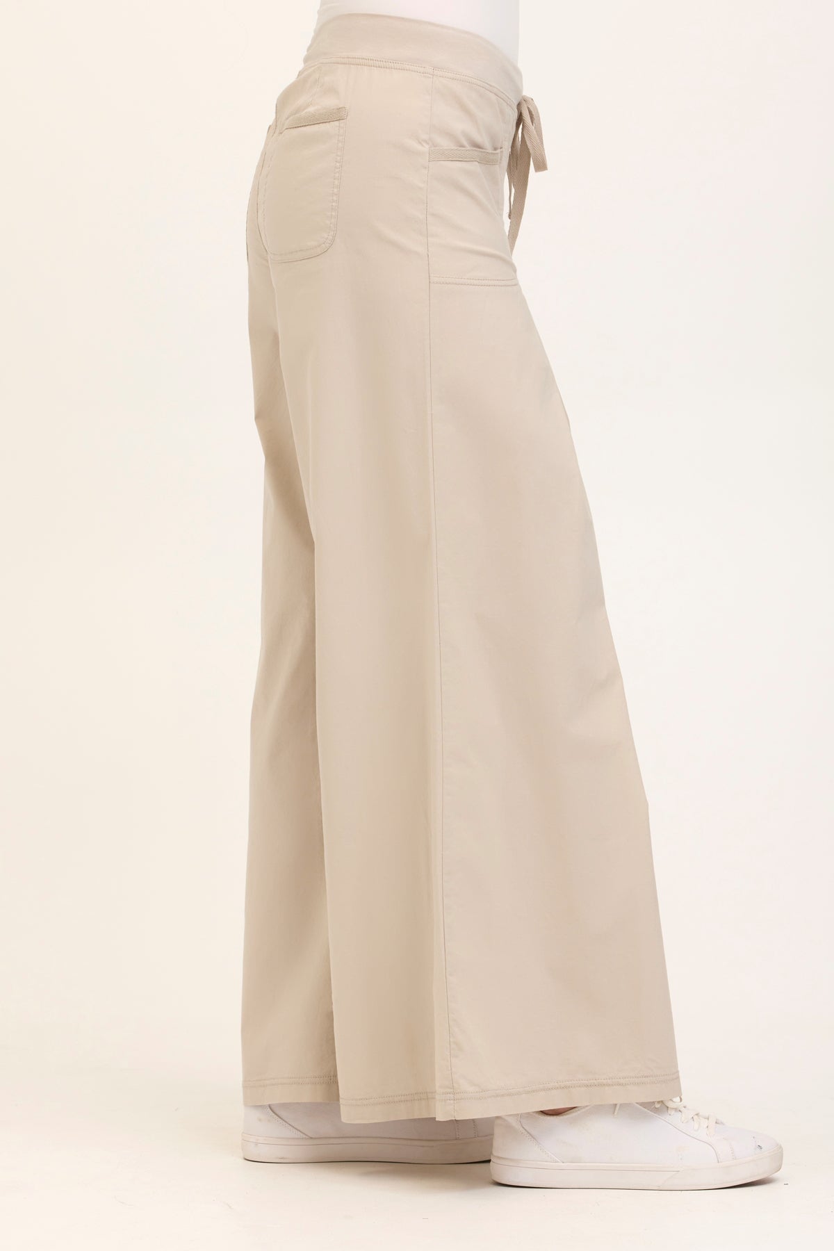 Wearables Core Zorba Stretch Poplin Box-Pleat Wide-Leg Pant Silverstone - XCVI