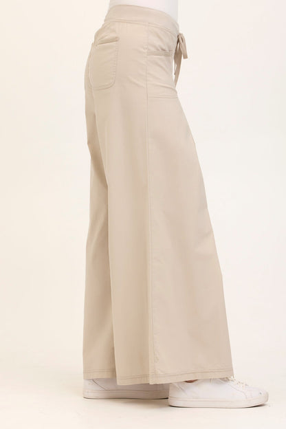 Wearables Core Zorba Stretch Poplin Box-Pleat Wide-Leg Pant Silverstone - XCVI