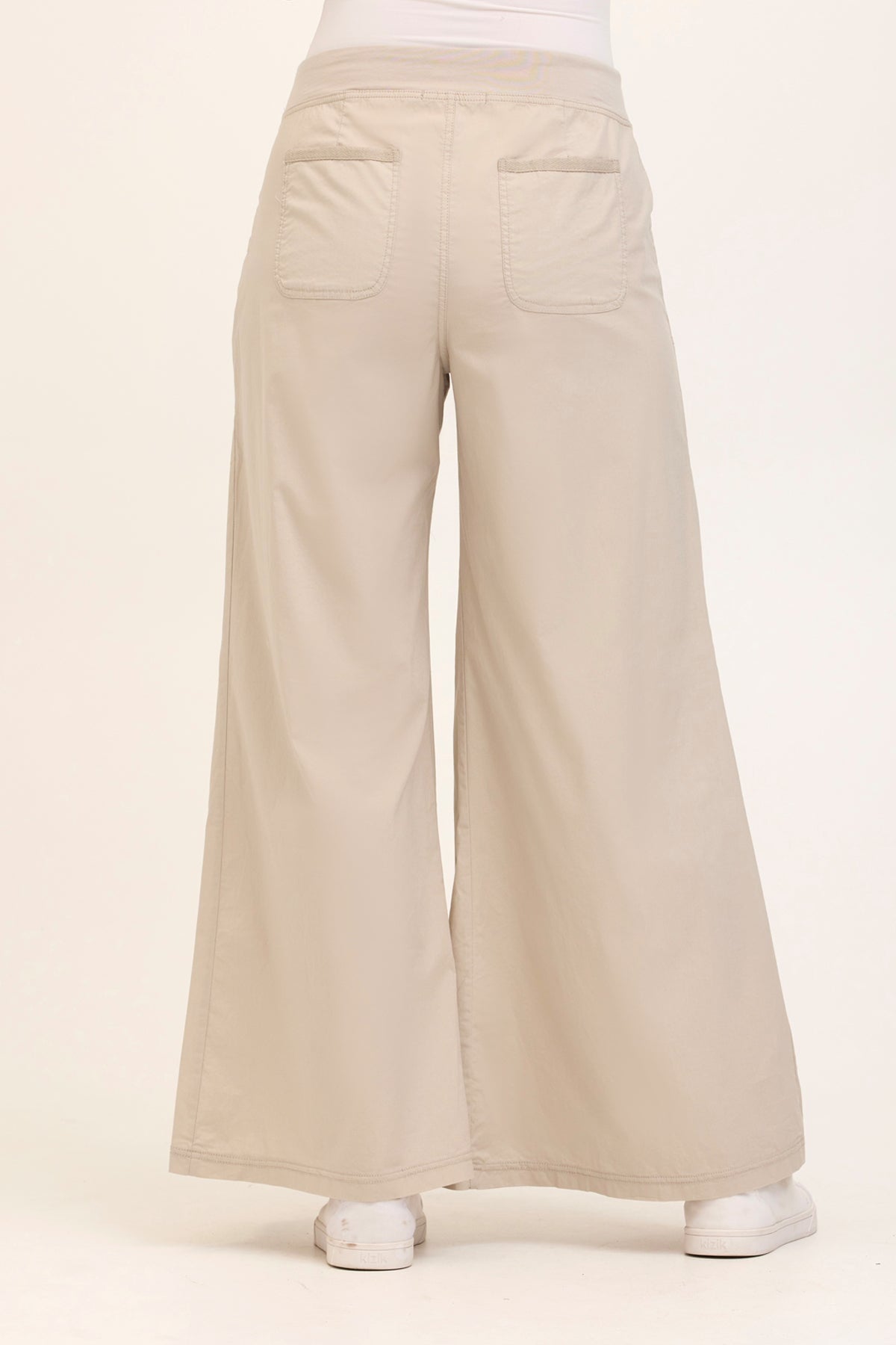 Wearables Core Zorba Stretch Poplin Box-Pleat Wide-Leg Pant Silverstone - XCVI