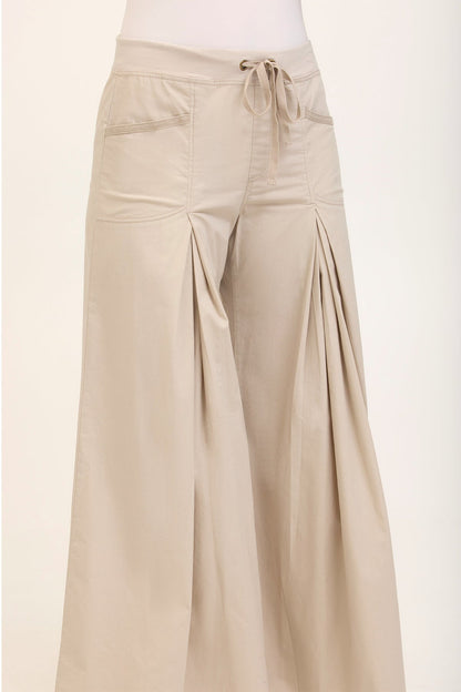 Wearables Core Zorba Stretch Poplin Box-Pleat Wide-Leg Pant Silverstone - XCVI
