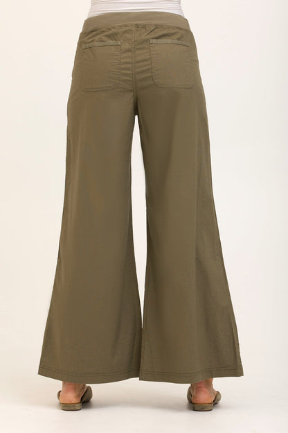 Wearables Core Zorba Stretch Poplin Box-Pleat Wide-Leg Pant Hillside - XCVI