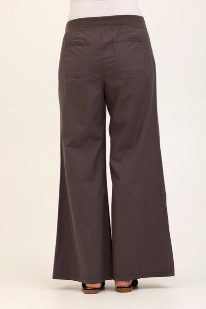 Wearables Core Zorba Stretch Poplin Box-Pleat Wide-Leg Pant Charcoal - XCVI