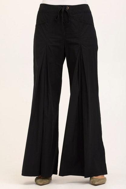 Wearables Core Zorba Stretch Poplin Box-Pleat Wide-Leg Pant Black - XCVI
