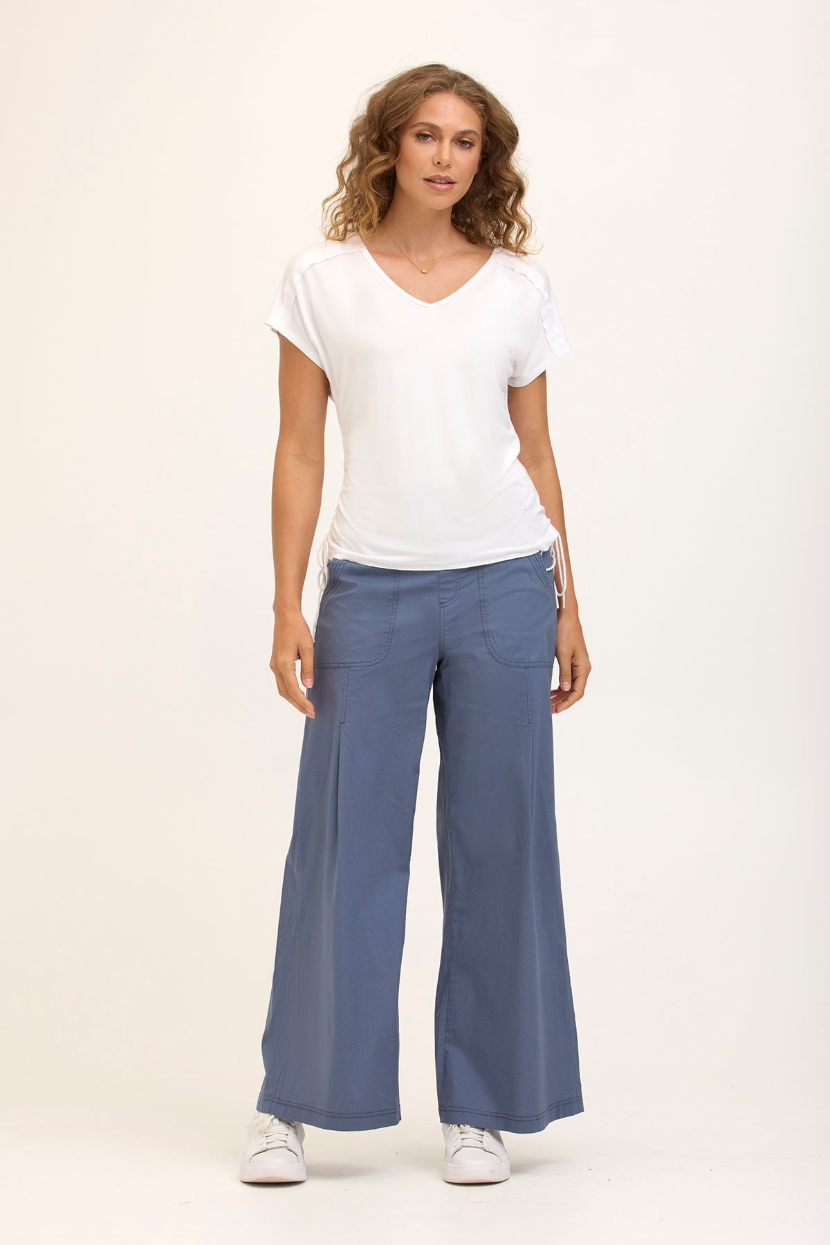 Wearables Core Dacia Stretch Poplin Wide Leg Pull-On Pant Tidal - XCVI