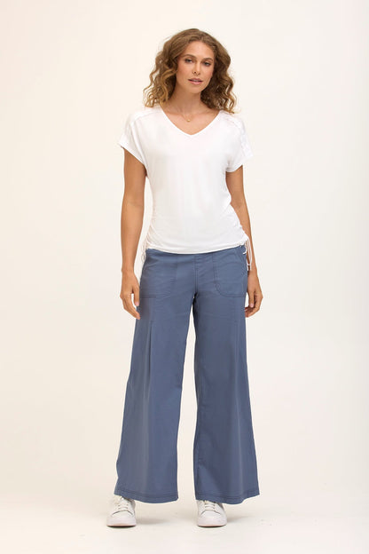Wearables Core Dacia Stretch Poplin Wide Leg Pull-On Pant Tidal - XCVI