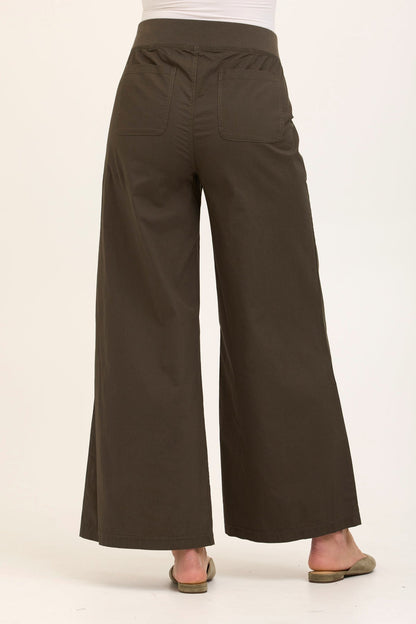 Wearables Core Dacia Stretch Poplin Wide Leg Pull-On Pant Olive - XCVI